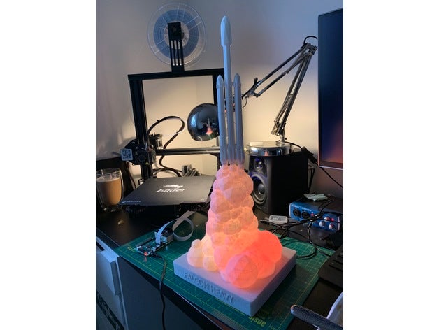 falcon heavy foguete lâmpada completa diodo emissor de arduino nano base spacex veículos 3D print model - Mito3D