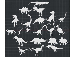 collection dinosaurs 2d wall art 3d print model - Mito3D