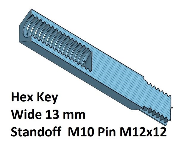 hex 13 entretoise 20 30 40 50 60 70 80 90 100 mm m10 broches m12 3d de l'imprimante pièces impasse spacer filetage 3D print model - Mito3D