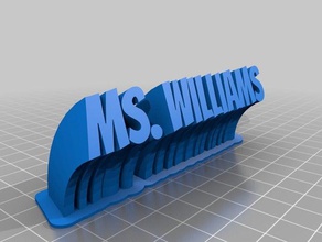 mi personalizados de barrido 2-nombre la línea placa ms williams oficina 3d print model - Mito3D