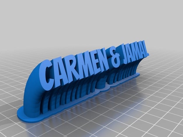 my customized sweeping 2-line name plate carmen jamal office 3D print model - Mito3D