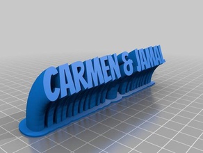 my customized sweeping 2-line name plate carmen jamal office 3d print model - Mito3D