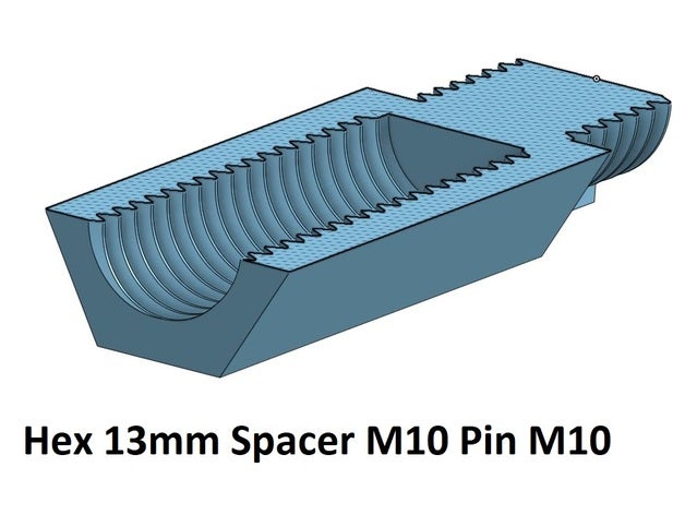 hex 13 spacer standoff 10 20 30 40 50 60 70 80 90 100 mm m10 pin 3d printer parts thread 3D print model - Mito3D