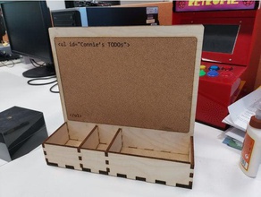 cork todo board desk tidy office corkboard organizer lasercut 3d print model - Mito3D