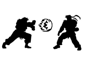 ryu vs ken stencil 2d art capcom street fighter super smash bros 3d print model - Mito3D