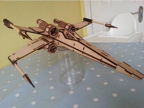 x-wing starfighter construction toys lasercut plywood 3d print model - Mito3D