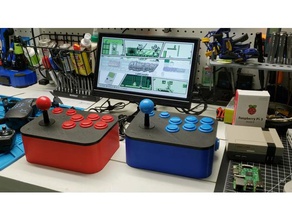 retropie arcade controller joystick 30mm & 24mm Tasten - Elektronik emulator gaming 3d print model - Mito3D