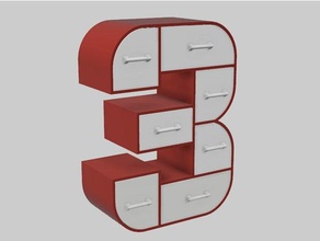 3-Rahmen-set Schubladen office Brief Briefe mini-Schubladen Anzahl zahlen Nummer 3 3d print model - Mito3D