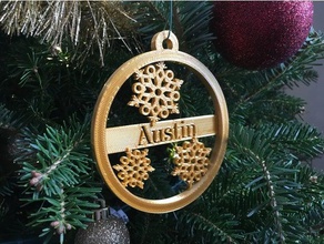 custom ornament medallion snowflake decor christmas decoration customized customizer holiday medal name tag neck neckerchief slide nsfw personal personalized snow winter 3d print model - Mito3D