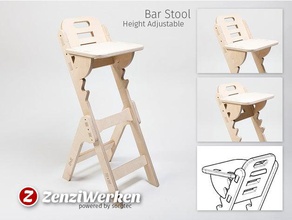 height adjustable bar stool cnc household 18 plywood barstool chair router adjuster zenziwerken 3d print model - Mito3D