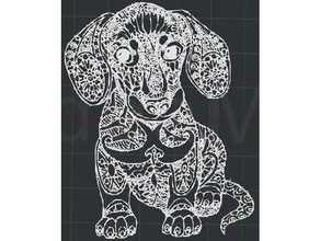 dachshund pup 2d wall art 3d print model - Mito3D
