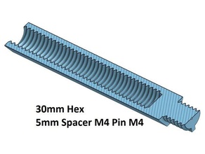 hex-5 spacer standoff 10 20 30 40 50 60 70 80 90 100 mm m4 Stift 3d Drucker Teile Abstandshalter Abstandhalter Gewinde 3d print model - Mito3D