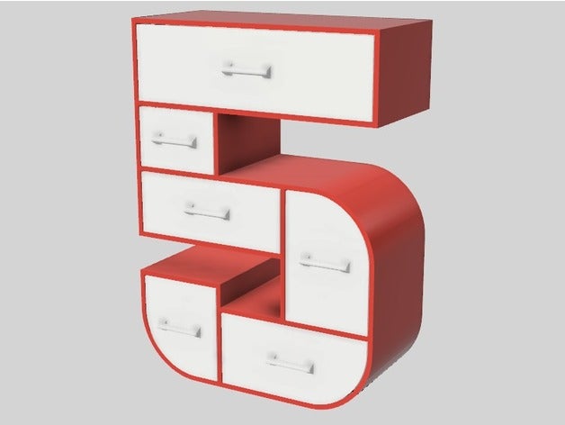 5-quadro de conjunto gavetas office mini o número os números 5 3D print model - Mito3D