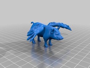 flying pig Tiere Modell Modelle 3d print model - Mito3D