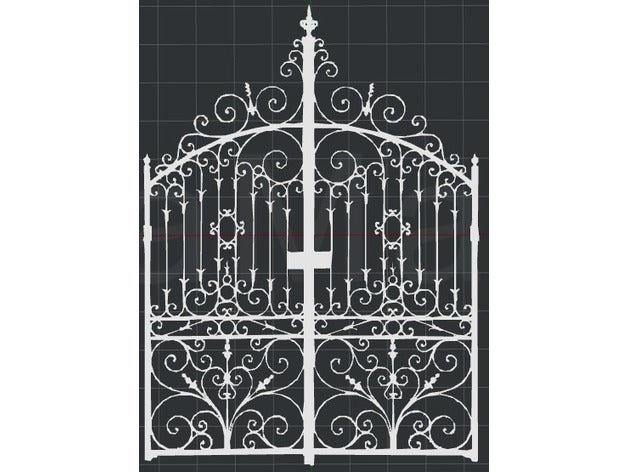 wrought iron gate 2d wall art 3D print model - Mito3D