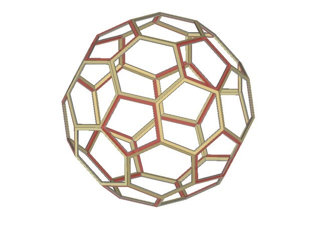 buckyball abgeschnittene Ikosaeder soccer ball c60 math Kunst 3D print model - Mito3D