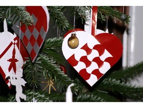 Plissee Weihnachten Herzen julehjerte Dekor ornament Dänemark 3d print model - Mito3D