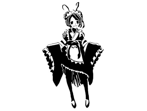 entoma vasilissa zeta stencil 2d art anime cable management manga overlo overlord 3D print model - Mito3D