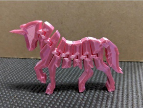 flexi unicornio solo extrusión 3d la impresión articulados flexible caballo 3d print model - Mito3D