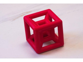 cube-within-a-cube ornament art geometric hypercube openscad tessaract 3d print model - Mito3D