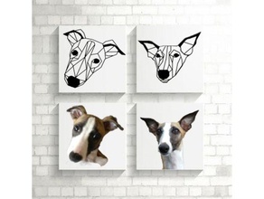 bowie greyhound dog wall sculpture 2d art decor decoration geometry low poly nsfw triangle 3d print model - Mito3D