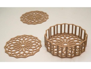 box spirocoaster octagon decor coasters coffee cups kitchen spirograph tea wood 3d print model - Mito3D