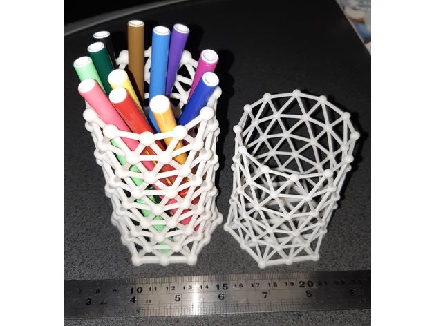 hex mesh pencil baskets containers 3D print model - Mito3D