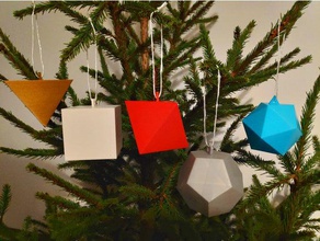 platonic solids christmas tree ornaments decor ornament cube decoration dodecahedron easy holidays icosahedron octahedron polyhedron support supportless tetrahedron wall 3d print model - Mito3D