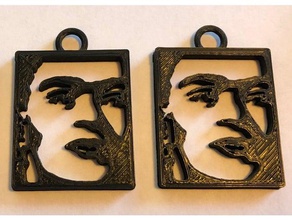 frida kahlo earings earrings big contemporary art high contrast pop rectangular square 3d print model - Mito3D