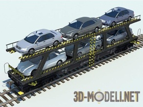 3-in-1-ho-Maßstab 187 Eisenbahn-Waggon mechanisch ist - Spielzeug Auto Modell Plattform Zug 3d print model - Mito3D