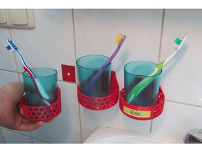 spazzolino da denti di supporto tazza bagno montaggio a parete la bacchetta zahnbrste zahnputzbecherhalter 3d print model - Mito3D