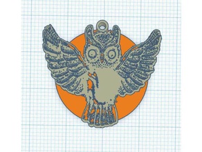 pendant full moon owl pendentif chouette pleine lune jewelry 3d print model - Mito3D