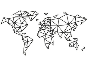 low-poly world map wall decoration laser cut 3d lasercut low poly mount 3d print model - Mito3D