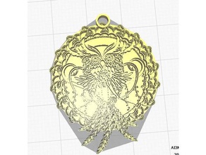 owl under lsd chouette sous jewelry pendentif 3d print model - Mito3D