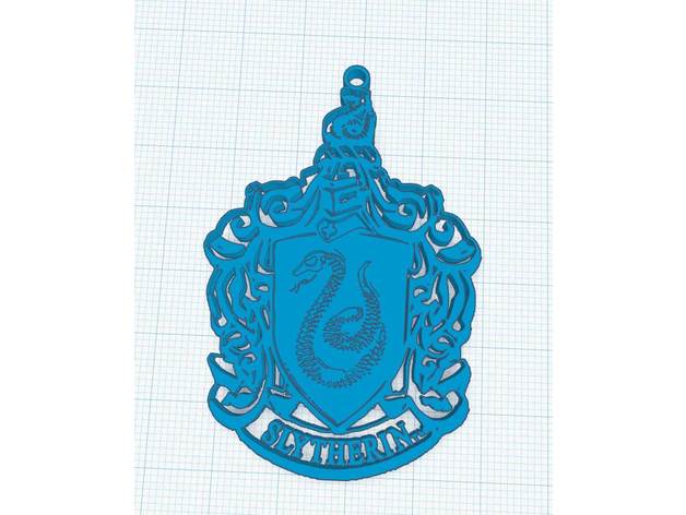 blason maison serpentard gioielli ciondolo pendentif slytherin 3D print model - Mito3D