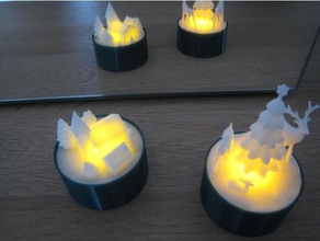 x-mas, kış sahnelerine tealight led heykeller Noel Köyü xmas 3d print model - Mito3D