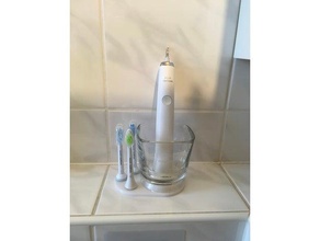 suporte philips sonicare diamante limpo incl vidro escova de dente casa banho titular tootbrush toothbrushholder 3d print model - Mito3D