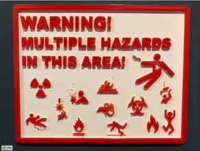 multiple hazards sign decor wall mounted 3d print model - Mito3D