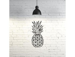 pineapple wall sculpture 2d art decor decoration fruits geometric geometry low poly tropical 3d print model - Mito3D