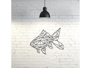 fish wall sculpture 2d art decor decoration geometric geometry low poly nsfw 3d print model - Mito3D