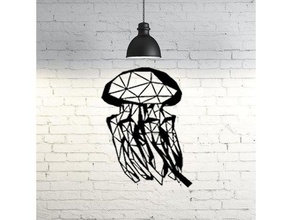jellyfish wall sculpture 2d art decor decoration geometric geometry low poly nsfw 3d print model - Mito3D