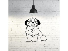 2d maltese köpek duvar heykel sanat dekor dekorasyon iş ortamına uygun olmayan sanatı 3d print model - Mito3D