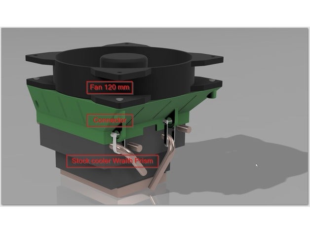 più tranquilla connettore per pc montaggio ventola 120 mm amd ryzen stock cooler wraith prisma 3d stampa 3D print model - Mito3D