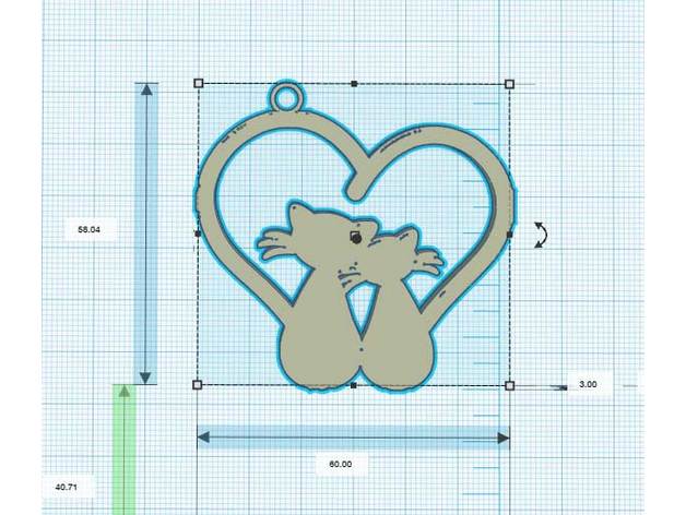 coeur chat bijoux cœur pendentif 3D print model - Mito3D