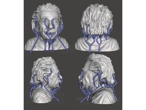 albert einstein busto adicionado suporte decoração a arte estátua 3d print model - Mito3D