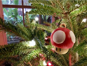 super mario seta 1up adorno del árbol de aro decoración navidad 3d print model - Mito3D