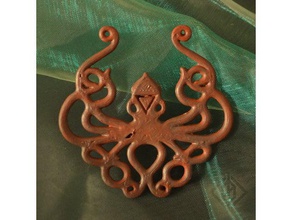 kraken pendant mythological elements fashion alchemical alchemy caribbean creature flat giant necklace ocean octopus pirates sea squid symbol water 3d print model - Mito3D
