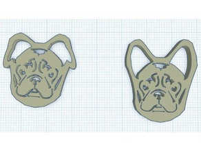 frenchie pingente 3d impressão boston cão cachorrinho frenchten pup filhote de cachorro terrier 3d print model - Mito3D