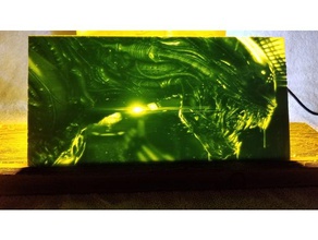 alien xenomorph lithophane 2d sanat uzaylılar film bamf antlaşma facehugger led gecelambası ripley 3d print model - Mito3D