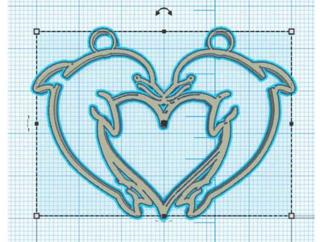 dauphin coeur - coeur-dauphin bijoux dolphin cœur pendentif 3D print model - Mito3D